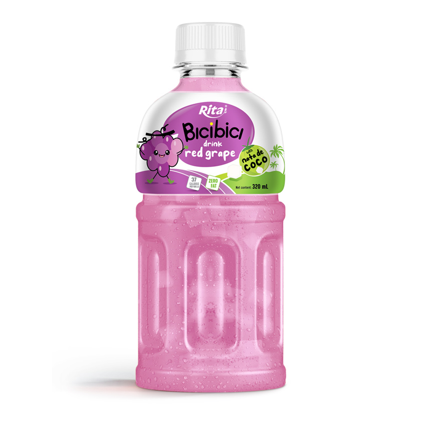 Bici Bici Drink with Nata de Coco Red Grape Flavor 320ml Bottle